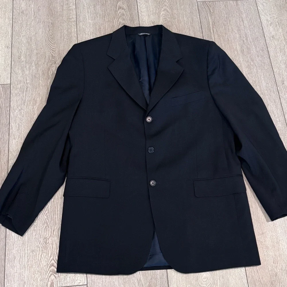 Giorgio Emporio Blazer Mens 46 Navy Blue 3-Button‎ Made in Italy Sport Coat
